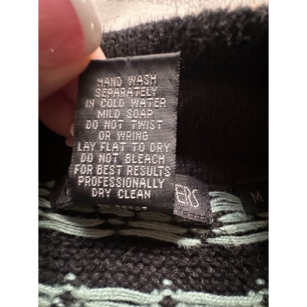 Nomadic Traders Full Zip Cardigan Sweater M Fair Isle Black Multicolor Nordic - Picture 10 of 11
